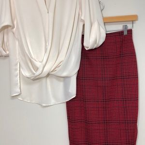 Piphany Met Pencil Skirt Red Black Size XS